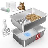 Suzzipaws bandeja con cribado en acero inoxidable, vista superior para control de olores