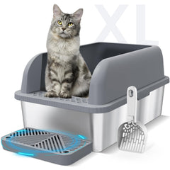 Suzzipaws caja-arena para gatos grande con tapa cerrada facilita la limpieza y privacidad.