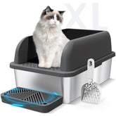 suzzipaws caja arenero acero inoxidable alto para privacidad y limpieza
