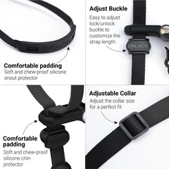 Cierre de hebilla seguro que mantiene el collar estable durante la caminata.