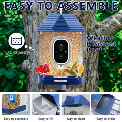 Swingers alimentador de aves con batería y panel solar para uso prolongado