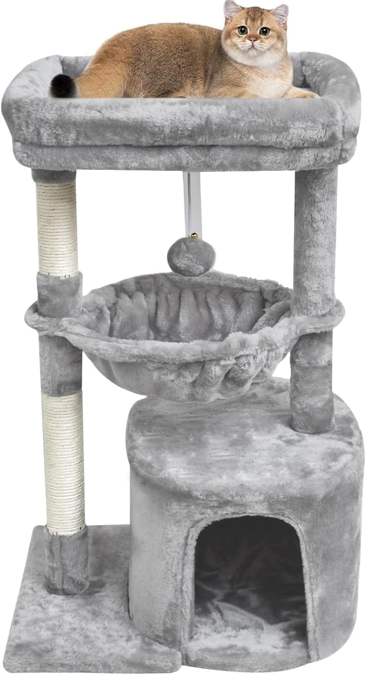 SYANDLVY árbol para gatos pequeños con percha superior para juego.