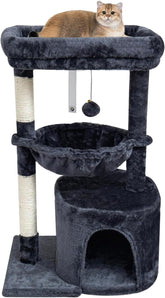 SYANDLVY Arbol Gato Interior Percha, gris ahumado, perfecto para descansar y vigilar la casa
