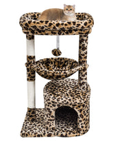 SYANDLVY arbol-gato-leopardo-pequeno con perchero superior para juego y descanso seguro.