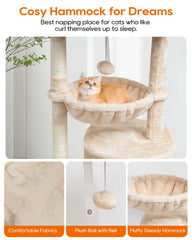 SYANDLVY árbol para gatos con dos postes rascadores de sisal.