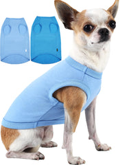 SyChien camiseta azul XXS para perro, frente; suave y transpirable para razas pequeñas
