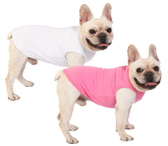 SyChien Camiseta para perro rosa-blanco, talla L, cómoda para salidas diarias.