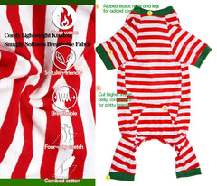 Pijama navideño SyChien para perro costado rojo-blanco, ajuste cómodo