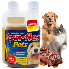 Synflex glucosamina concentrada, botella con dosificador para dosis precisas y apoyo a las articulaciones.