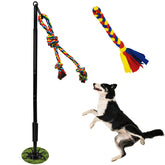 SYOOY juguete exterior para perro en acción de tira, ideal para ejercitar al aire libre.
