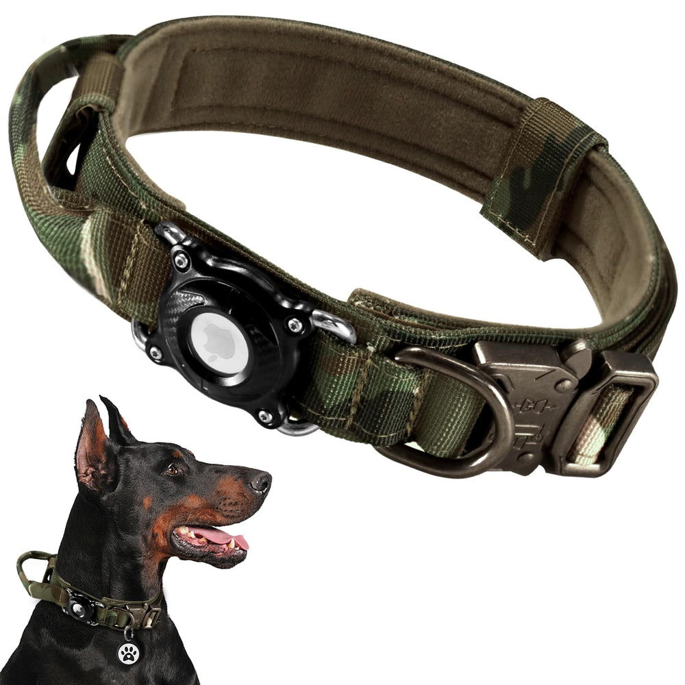 Taghelp AirTag collar perro camo: rastreo seguro durante paseos al aire libre.