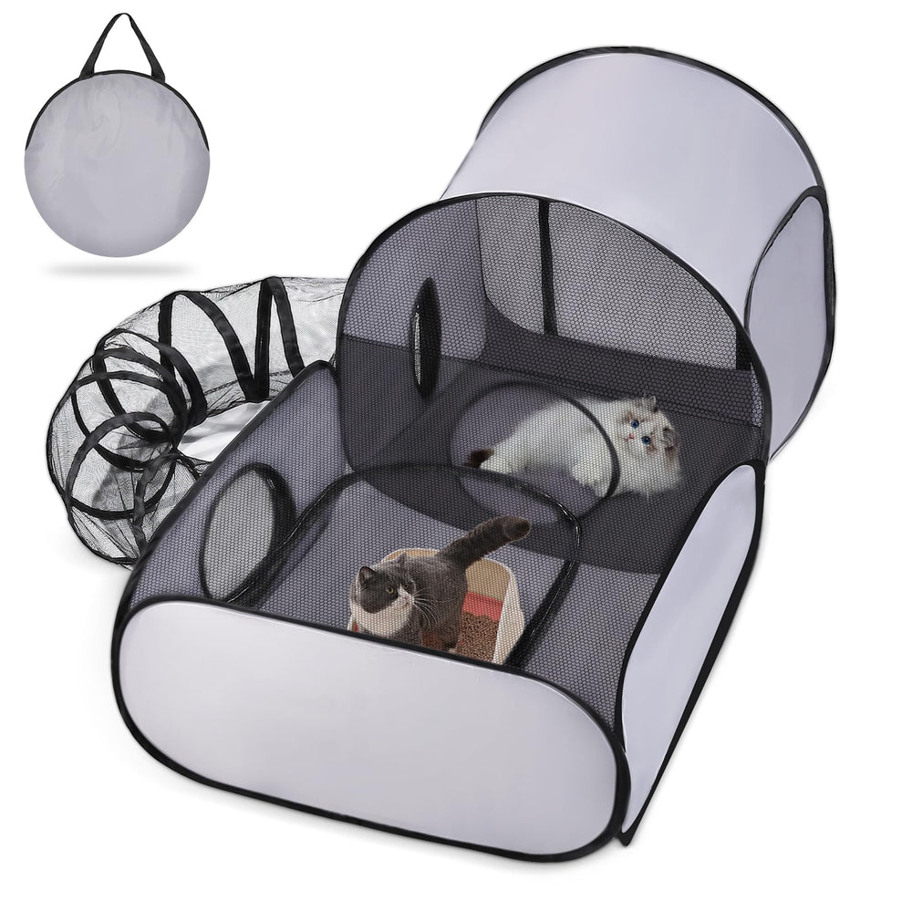 TailTastic parque gatos 3 en 1 exterior interior para juego seguro