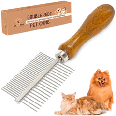 Takavu peine doble lados acero inoxidable para perros y gatos, desenreda pelos sueltos.