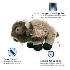 Tall Tails Buffalo con sonajero para perros, malla reforzada para mayor durabilidad