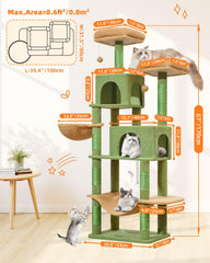 Taoqimiao árbol para gatos 66,2 pulgadas, hamaca suave para relajación.