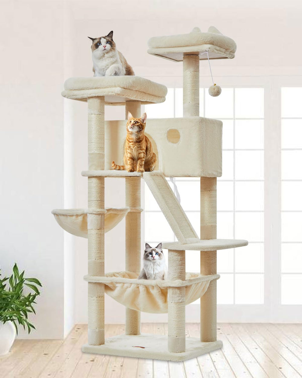 Taoqimiao arbol gatos 57-5 pulgadas, torre interior XL para descanso y exploración.