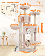 Árbol Taoqimiao con postes rascadores, ideal para arañar y marcar territorio
