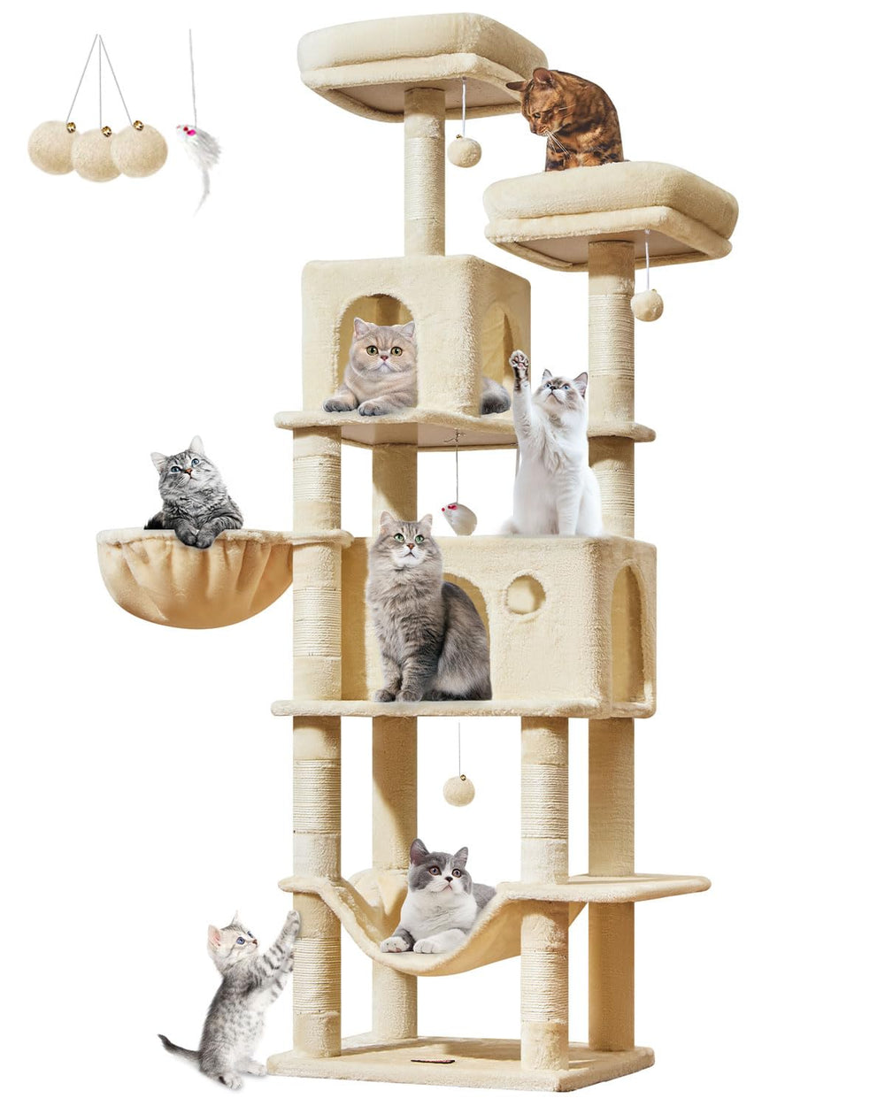 Taoqimiao torre para gatos grande con 9 postes, ideal para trepar y afilar garras.