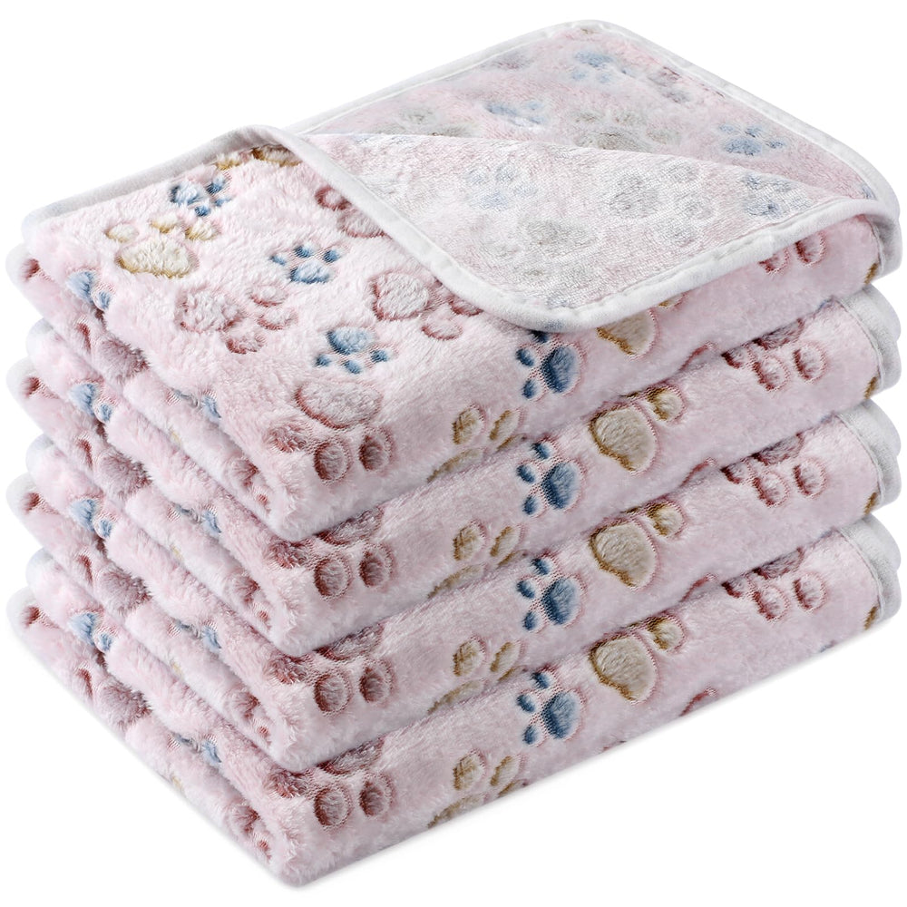 Manta Tatuo para perros con huellas beige, suave y cálida para dormir