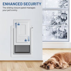 Puerta de pared TBC PET con túnel telescópico ajustable para grosores variados.