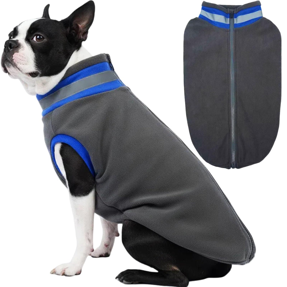 Chaleco T'CHAQUE para perros con cuello alto, ideal para paseos fríos.
