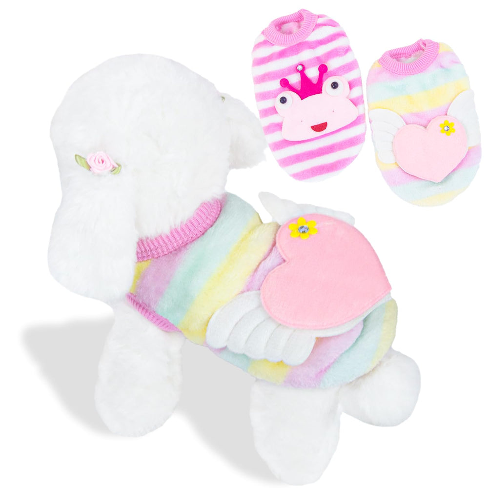 Teacup perro sueter rosado: abrigo suave para paseos fríos.