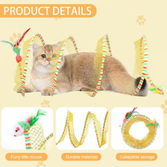 TEASIK tunel felino con plumas y cascabel para juego sensorial