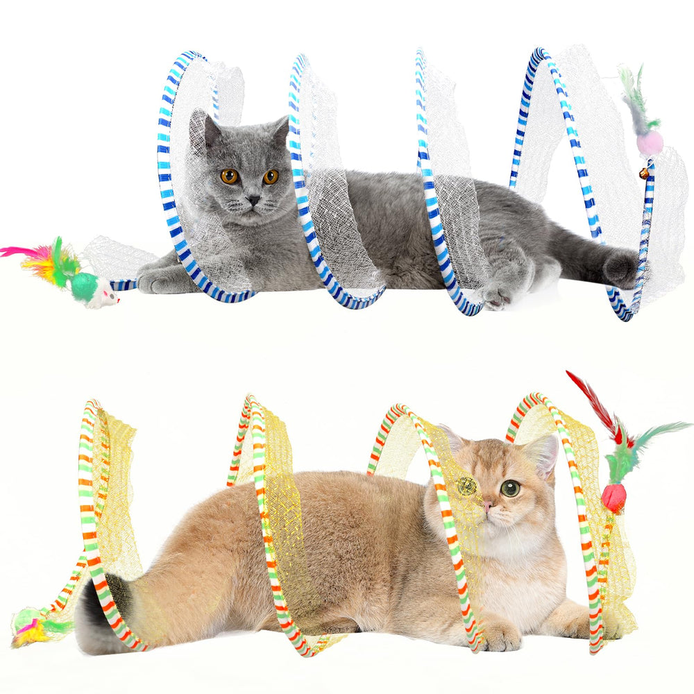 TEASIK tunel de gato grande plegable en amarillo y azul para ejercicio diario