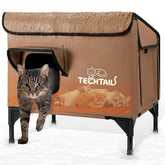 TechTail casa gato calefaccion exterior, refugio cálido para inviernos fríos.