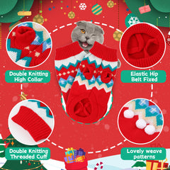 Tecotely suéter navideño para perro pequeño, diseño fácil de poner.