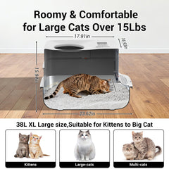 TEKEPL caja de arena con entrada superior, acceso cómodo para gatos grandes
