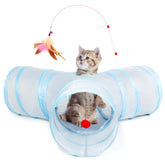 Tempcore tunel para gatos de 3 vías en gris claro, ideal para juego interior.