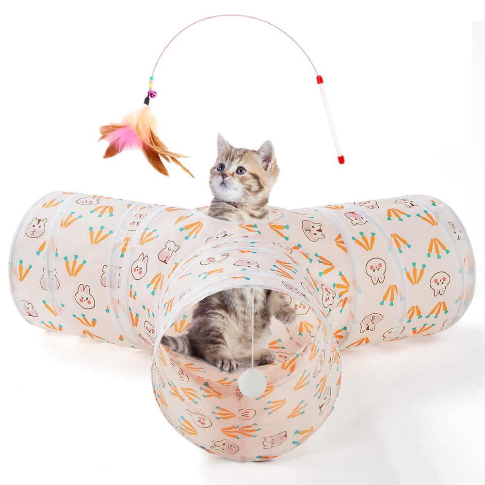 Tempcore túnel para gatos con tres tramos, ideal para juego y exploración.