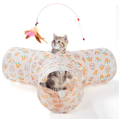 Tempcore túnel para gatos con tres tramos, ideal para juego y exploración.