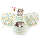 Tempcore túnel para gatos tres vías verde daisy con bola, juego interactivo para ejercicio diario.