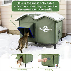 TENDWARE casa-gato-exterior-base-elevada mantiene la humedad fuera