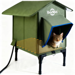 TENDWARE casa gatos exterior con calefacción mantiene cálidos a los felinos en invierno