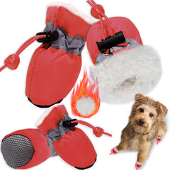 Botas TEOZZO para perro con tiras reflectantes para paseos nocturnos.