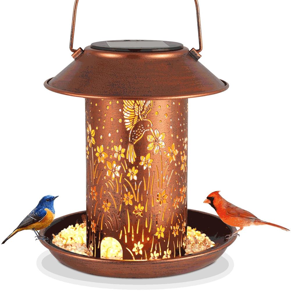 Tepaken lampara solar comedero aves jardin, ilumina y atrae aves desde la ventana.