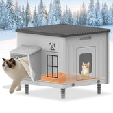 La casa de gatos Tepoal caliente exterior ofrece refugio cálido para felinos al aire libre.
