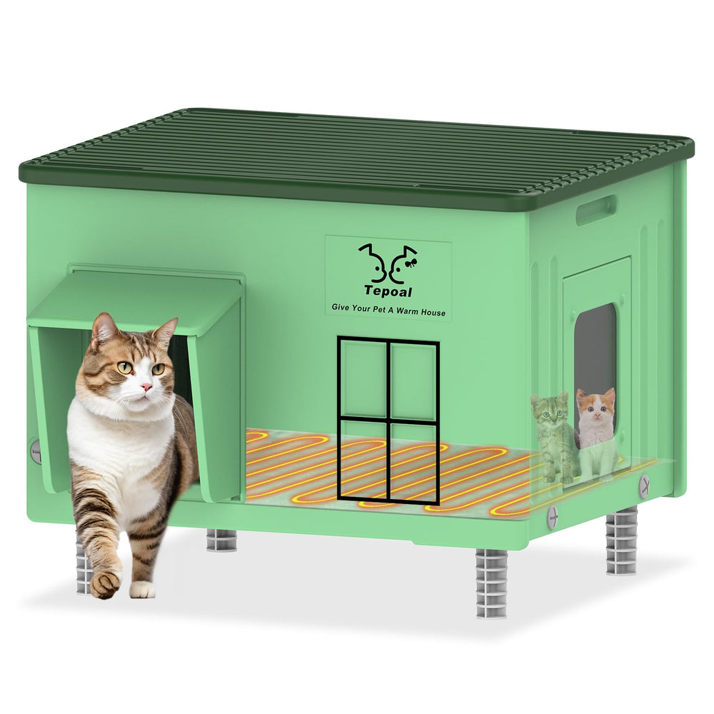 Casa para gato Tepoal, vista frontal, refugio cálido para 2-3 felinos al exterior