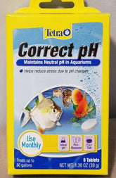 Tabletas Tetra Correct pH, paquete de 8, para ajustar el pH del acuario.