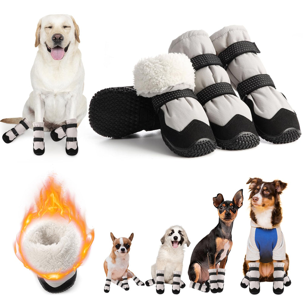 TEWIWAP botas para perro con forro de lana, protección cálida para la nieve.