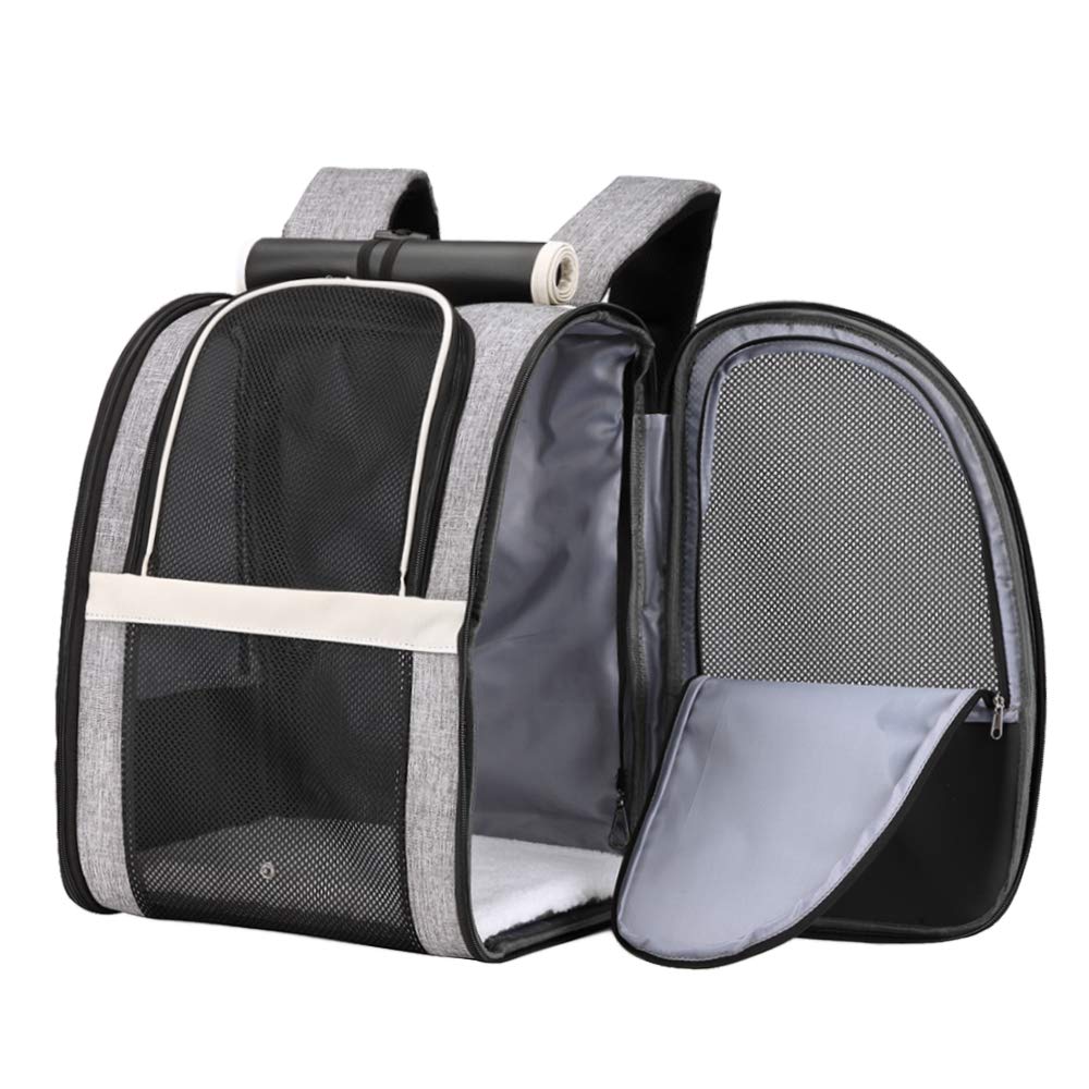 Texsens mochila para mascotas con cortina de ventana, ideal para viaje cómodo y protegido.