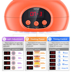 Ajuste de temperatura en tres potencias para comodidad de los pollitos
