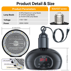 TFNN gallinero lampara calefaccion 350W: calor uniforme para aves.
