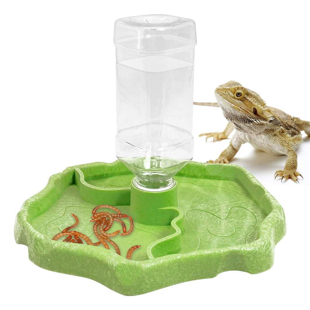 Tfwadmx 9onzas 2en1 botella-dispensador para agua de reptiles, agua fresca disponible