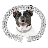 THAMIAO collar de cadena plata 13mm para perros, cómodo y elegante para paseos.