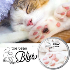 Aplicación suave de The Blissful Cat Paw Butter en la almohadilla felina.
