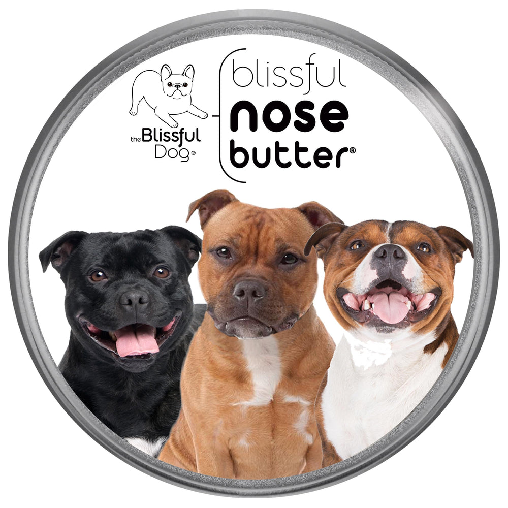 The Blissful Dog bálsamo nasal en envase de 2 oz para cuidado diario del hocico.